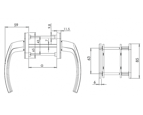 Гарнитур балконный Internika FILIZ, с овальными накладками, коричневый RAL8019