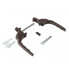 Гарнитур для балконной двери прямой с ключом с одной стороны, 60 серия коричневый RAL8019 (9 частей) 1 шт.