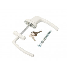 Гарнитур для балконной двери узкий алюминиевый с ключом, штифт 95 мм белый RAL9016