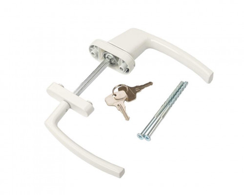 Гарнитур для балконной двери узкий алюминиевый с ключом, штифт 95 мм белый RAL9016