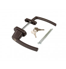 Гарнитур для балконной двери узкий алюминиевый с ключом, штифт 95 мм коричневый RAL 8019