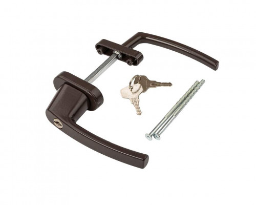 Гарнитур для балконной двери узкий алюминиевый с ключом, штифт 95 мм коричневый RAL 8019