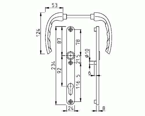 Гарнитур нажимной HOPPE Tokyo со сплошной накладкой (24 мм 58-63мм ), Серебристый F1