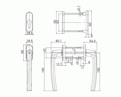 Гарнитур нажимной RotoLine Patio, бронза R05.5