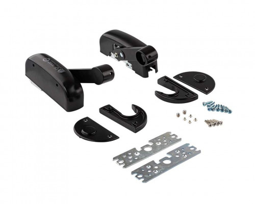 Гарнитур нажимной с декоративными накладками для антипаниковой ручки (комплект деталей для установки), 2 точки запирания вертикальные, черн. RAL9005, 402/T 1 ком.