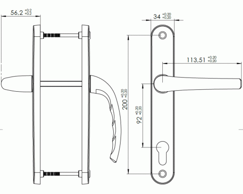 Гарнитур нажимной с подпружиниванием Star 25/92 (2 винта) Белый RAL9016