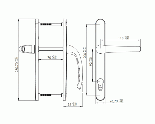 Гарнитур нажимной с подпружиниванием Star 25/92 (2 винта) Белый RAL9016