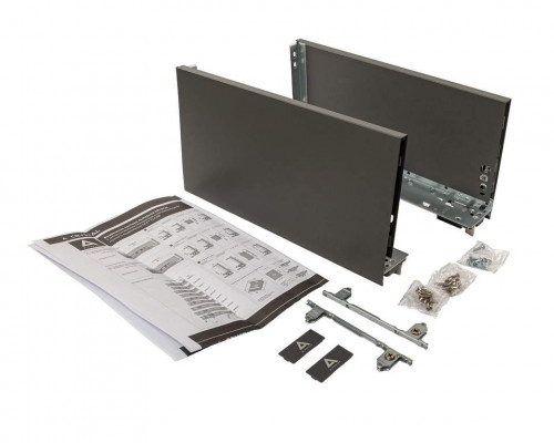 Комплект боковин ALPHALUX высота 180,5мм (high), длина 350 мм (L/R, крепления фасада, заглушки) для ящика CRYSTAL, антрацит