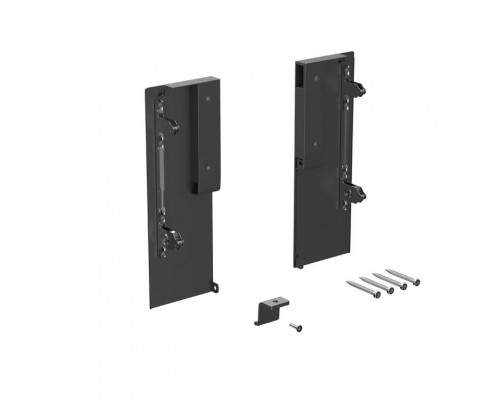 Комплект креплений передней панели ALPHALUX для внутреннего метал. ящика CRYSTAL высота H, антрацит (крепления L+R, уголок соединительный панели и дна, винты)