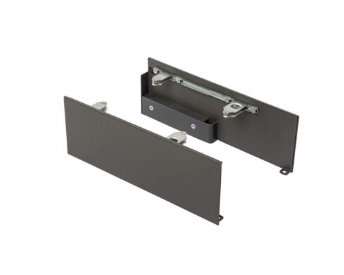 Комплект креплений передней панели ALPHALUX для внутреннего метал. ящика CRYSTAL высота H, антрацит (крепления L+R, уголок соединительный панели и дна, винты)