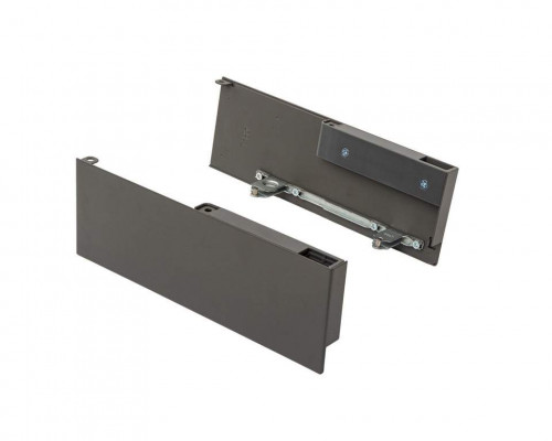 Комплект креплений передней панели ALPHALUX для внутреннего метал. ящика CRYSTAL высота H, антрацит (крепления L+R, уголок соединительный панели и дна, винты)