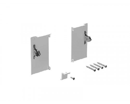 Комплект креплений передней панели ALPHALUX для внутреннего метал. ящика CRYSTAL высота L, белый (крепления L+R, уголок соединительный панели и дна, винты)