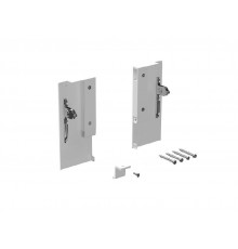 Комплект креплений передней панели ALPHALUX для внутреннего метал. ящика CRYSTAL высота M, белый (крепления L+R, уголок соединительный панели и дна, винты)