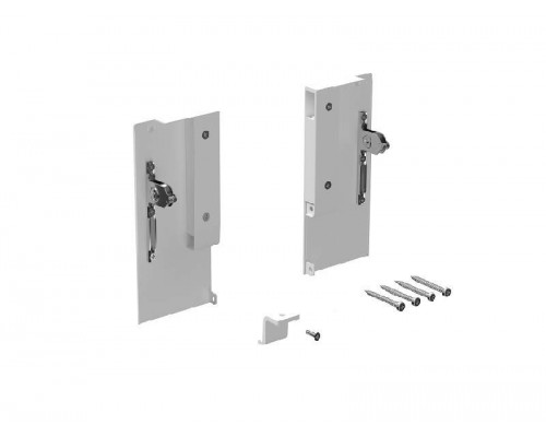 Комплект креплений передней панели ALPHALUX для внутреннего метал. ящика CRYSTAL высота M, белый (крепления L+R, уголок соединительный панели и дна, винты)