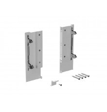 Комплект креплений передней панели ALPHALUX для внутреннего стекл. ящика CRYSTAL высота H, белый (крепления L+R, уголок соединительный панели и дна, винты)