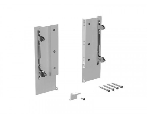 Комплект креплений передней панели ALPHALUX для внутреннего стекл. ящика CRYSTAL высота H, белый (крепления L+R, уголок соединительный панели и дна, винты)