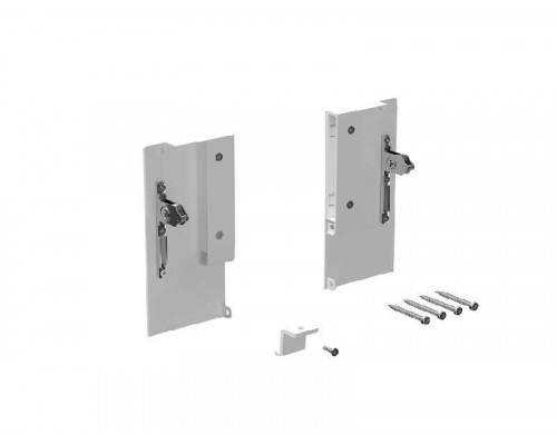 Комплект креплений передней панели ALPHALUX для внутреннего стекл. ящика CRYSTAL высота M, белый (крепления L+R, уголок соединительный панели и дна, винты)