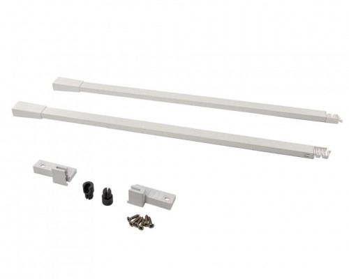 Комплект квадратных рейлингов для ящика Alphalux Crystal длиной 450 мм, (рейлинги, муфты под саморез, держатели к задней стенке + крепеж), белый