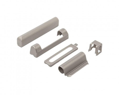 Комплект накладок для нижней и верхней петли на коробке ПВХ, серебро RAL9022