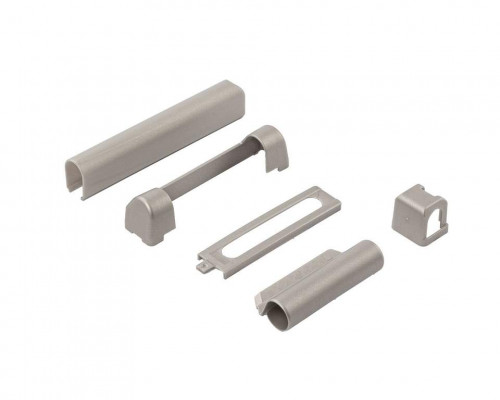 Комплект накладок для нижней и верхней петли на коробке ПВХ, серебро RAL9022