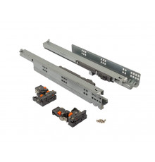 Комплект направляющих Push-to-Open скрытого монтажа DTC D-Motion, L=450мм, полного выдвижения, для ЛДСП 16 мм, с 3D регулировкой (2 направляющие + 2 фиксатора)