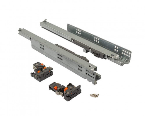 Комплект направляющих Push-to-Open скрытого монтажа DTC D-Motion, L=550мм, полного выдвижения, для ЛДСП 16 мм, с 3D регулировкой (2 направляющие + 2 фиксатора)