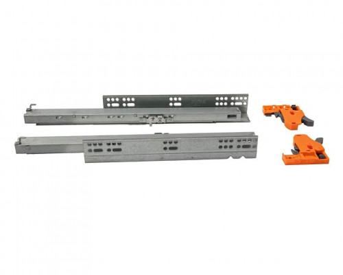Комплект направляющих Push-to-Open скрытого монтажа Firmax 3D Control под штангу синхронизатор L=300мм, полного выдвижения, для ЛДСП 16мм, 3д регулировка (2 направляющие + 2 фиксатора)