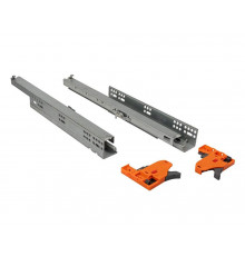 Комплект направляющих Push-to-Open скрытого монтажа Firmax 3D Control под штангу синхронизатор L=350мм, полного выдвижения, для ЛДСП 16мм, 3д регулировка (2 направляющие + 2 фиксатора)