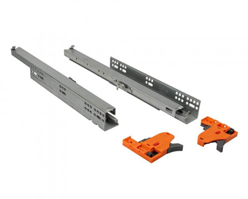 Комплект направляющих Push-to-Open скрытого монтажа Firmax 3D Control под штангу синхронизатор L=550мм, полного выдвижения, для ЛДСП 16мм, 3д регулировка (2 направляющие + 2 фиксатора)