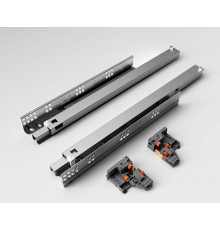 Комплект направляющих Soft-Close скрытого монтажа DTC D-Motion, L=400мм, полного выдвижения с доводчиком, для ЛДСП 16 мм, с 3D регулировкой (2 направляющие + 2 фиксатора) 1 ком.