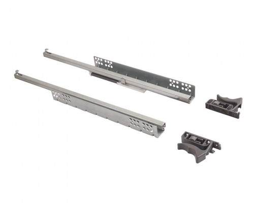Комплект направляющих скрытого монтажа с фиксаторами Firmax One L=450мм, частичного выдвижения с доводчиком, 1 мм, для ЛДСП 16мм