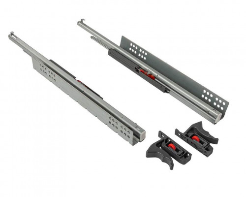 Комплект направляющих скрытого монтажа с фиксаторами Firmax L=250мм, полного выдвижения с доводчиком, для ЛДСП 16мм