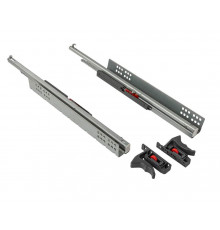 Комплект направляющих скрытого монтажа с фиксаторами Firmax L=550мм, полного выдвижения с доводчиком, для ЛДСП 16мм
