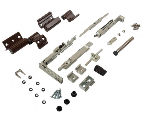 Комплект петель + зап. элементы поворотно-откидного окна, Проведал, коричневый RAL8017