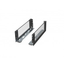 Комплект стеклянных боковин ALPHALUX высота 132мм (medium), длина 400 мм (L/R, крепления фасада, заглушки) для ящика CRYSTAL, антрацит