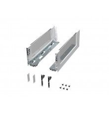 Комплект стеклянных боковин ALPHALUX высота 132мм (medium), длина 400 мм (L/R, крепления фасада, заглушки) для ящика CRYSTAL, белый