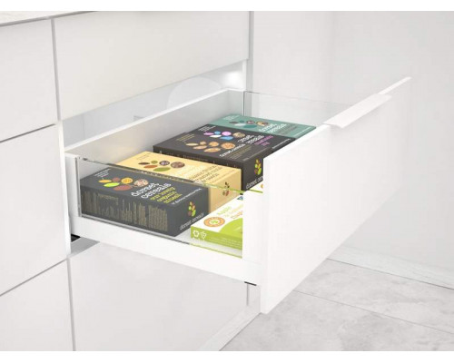 Комплект стеклянных боковин ALPHALUX высота 132мм (medium), длина 450 мм (L/R, крепления фасада, заглушки) для ящика CRYSTAL, белый