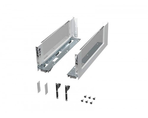 Комплект стеклянных боковин ALPHALUX высота 132мм (medium), длина 450 мм (L/R, крепления фасада, заглушки) для ящика CRYSTAL, белый