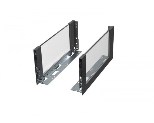 Комплект стеклянных боковин ALPHALUX высота 180мм (high), длина 300 мм (L/R, крепления фасада, заглушки) для ящика CRYSTAL, антрацит