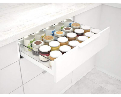 Комплект стеклянных боковин ALPHALUX высота 94мм (low), длина 450 мм (L/R, крепления фасада, заглушки) для ящика CRYSTAL, белый