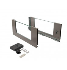 Комплект стеклянных боковин с предустановленной LED подсветкой Firmax высотой 185 мм, длина 500 мм (левая, правая, комплект для подключения LED подсветки) для ящика Slimline, кашемир