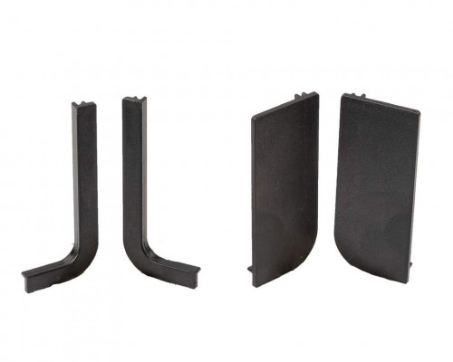 Комплект торцевых заглушек(открытых и сплошных) Г-образного профиля FRM9200 Gola FIRMAX(4 части), пластик, черный