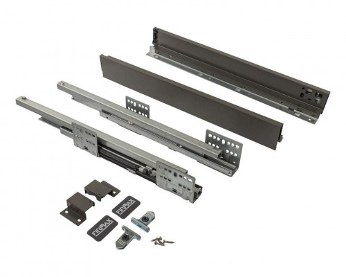 Комплект ящика Firmax Smartline, длина 500 мм, высота 64 мм, с доводчиком, антрацит