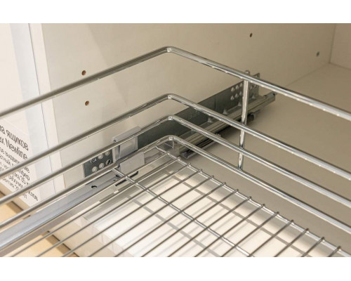 Корзина выдвижная в базу 600мм, направляющие плавного закрывания, хром