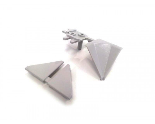 Комплект соединителей треугольного пристеночного бортика под вставку,(3ч.:2 загл., 90гр.внут) пластик, серый 1 шт.
