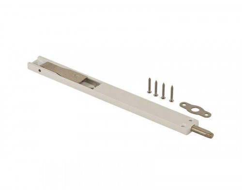 Комплект: шпингалет ELEMENTIS дверной накладной, ответная планка, саморезы, 220*22*8 мм, белый 1 шт.