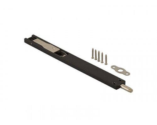 Комплект: шпингалет ELEMENTIS дверной накладной, ответная планка, саморезы, 220*22*8 мм, черный 1 шт.