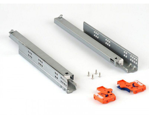 Направляющие скрытого монтажа Firmax (полного выдвижения) L=250мм, для ЛДСП 16 мм с доводчиком, (2 направляющие + 2 крепления) 1 ком.