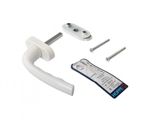 Оконная ручка HOPPE DRESDEN c блокирующим устройством KISI, 2 винта M5x55mm, белый, овальная розетка 1 шт.