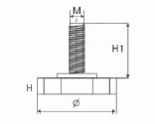 PI02 Опора регулируемая, М8, L=22 мм, сталь, черная. (комплект 100 шт.)